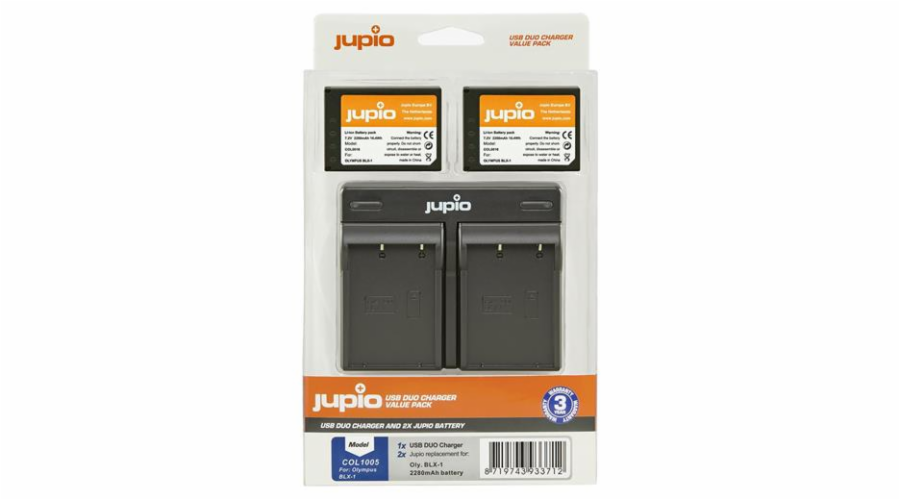 Set Jupio 2x Battery BLX-1 2280mAh + USB Dual Charger pro OM system