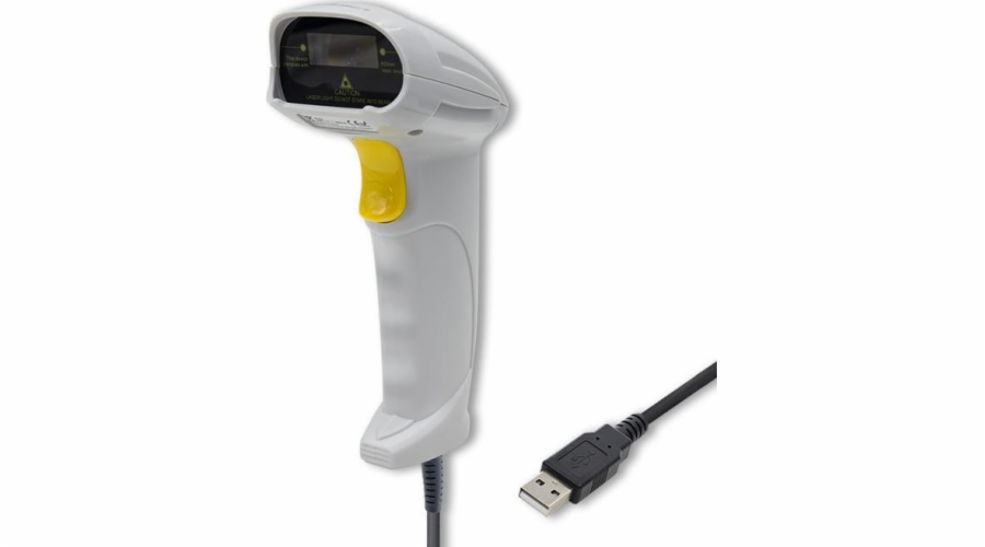 Qoltec 1D laserová čtečka čárových kódů | USB | Bílý
