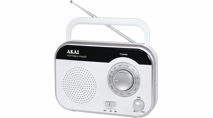 Rádio AKAI, PR003A-410, AM/FM, bílá, 1 W RMS
