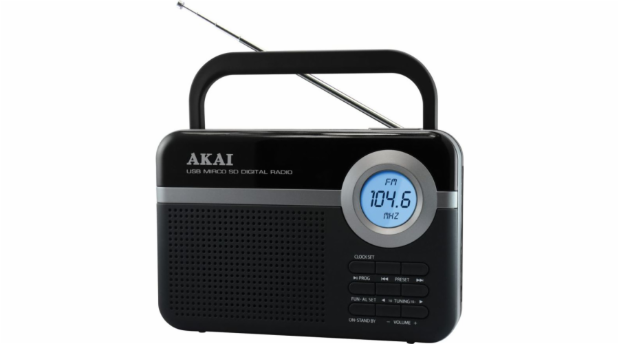 Rádio AKAI, PR006A-471U, přenosné, FM tuner s PLL, LCD displej, AUX-IN, RMS výkon 0,8 W