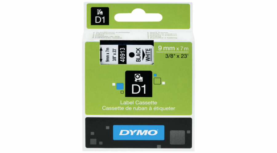 Dymo D1 9mm Black/White labels 40913