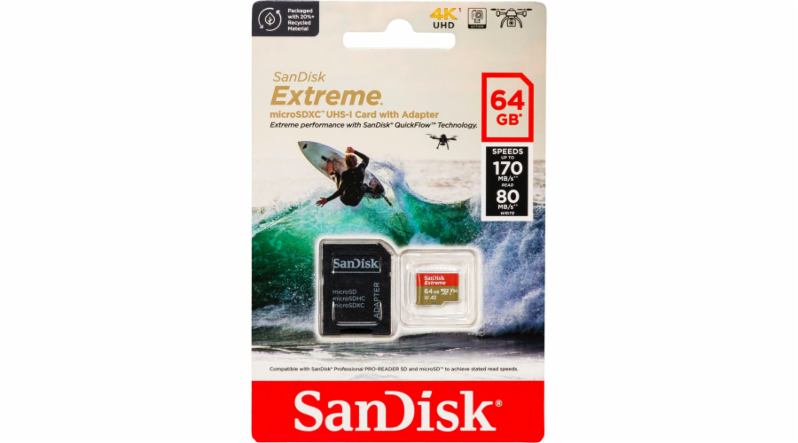 SanDisk microSDXC 64GB Extreme A2 C10 V30 UHS-I U3