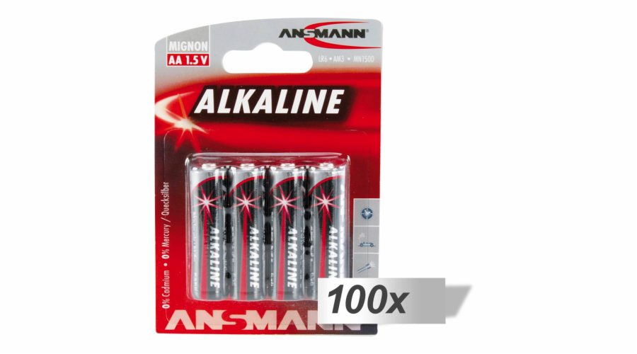 100x4 Ansmann Alkaline Mignon AA LR 6 red-line 5015563