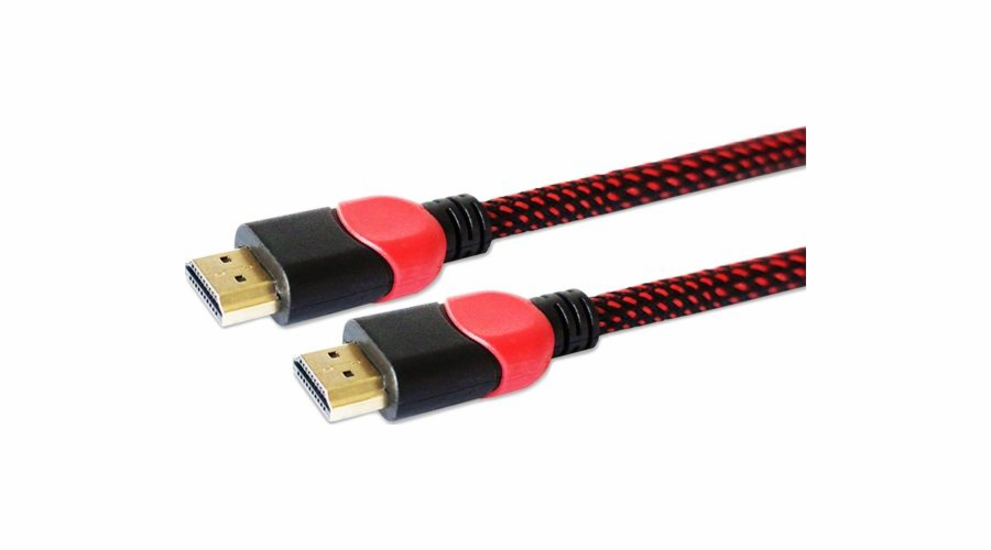 Kabel HDMI-HDMI v2.0, OFC, měděný, 3D, herní, PC, červeno-černý, opletený, 4K, 3,0 m SAVIO GCL-04