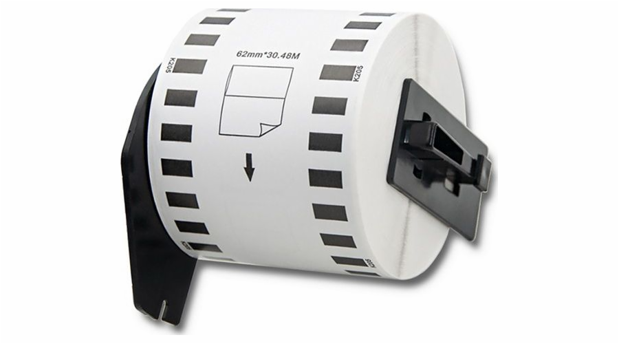 Qoltec Qoltec páska pro BROTHER DK-22205 | 62mm x 30,48m | Bílý/ černý potisk | Válec s rukojetí