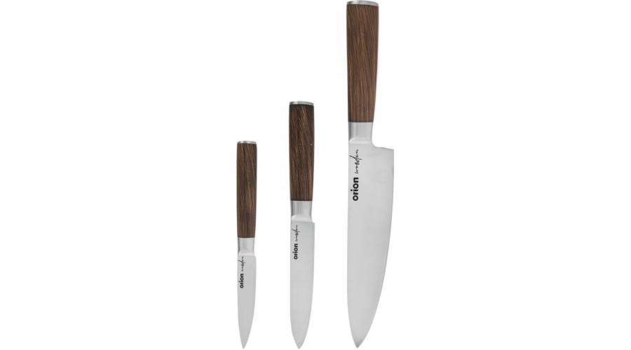 Orion Knife / ocelové kuchyňské nože 3el DŘEVĚNÁ univerzální sada nožů