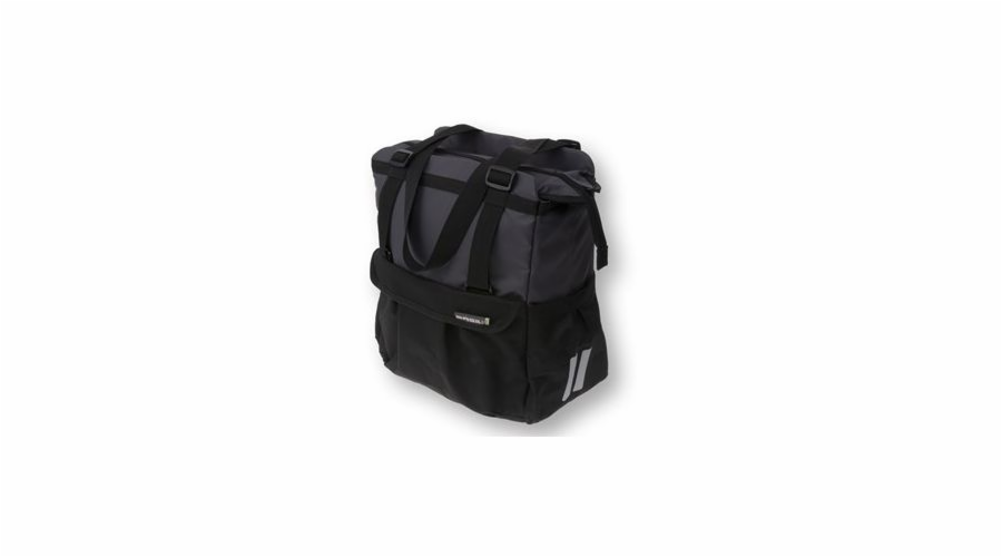 Basil Single městská taška SHOPPER XL 20L, zapínání na háček, voděodolný polyester, černá a grafitová - BAS-17402