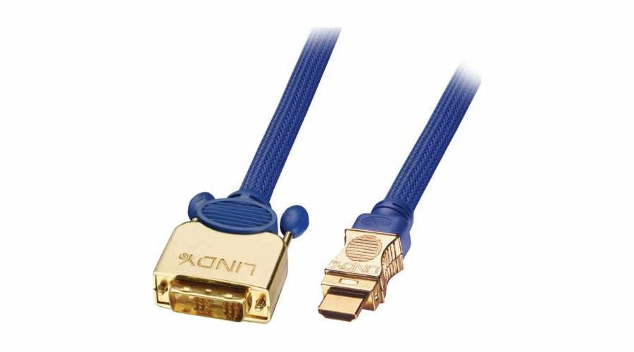 Kabel Lindy HDMI - DVI-D 0,5m modrý