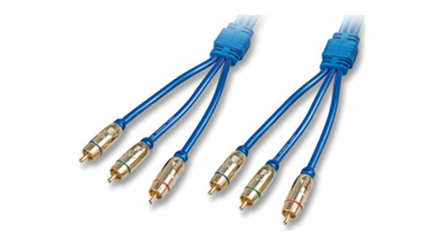 Lindy RCA (Cinch) x3 - RCA (Cinch) x3 kabel 10m modrý