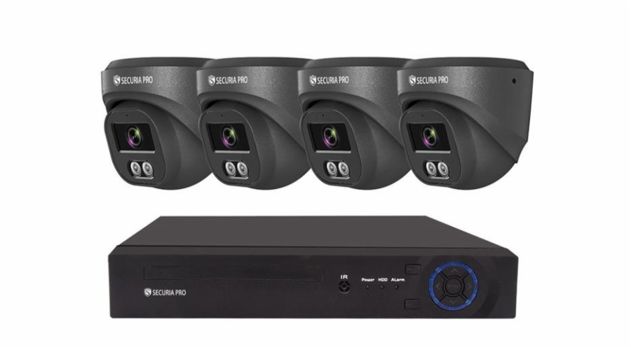 Kamerový set Securia Pro NVR4CHV4S-B DOME IP, 4Mpx, 4 kamery, PoE NVR, černá