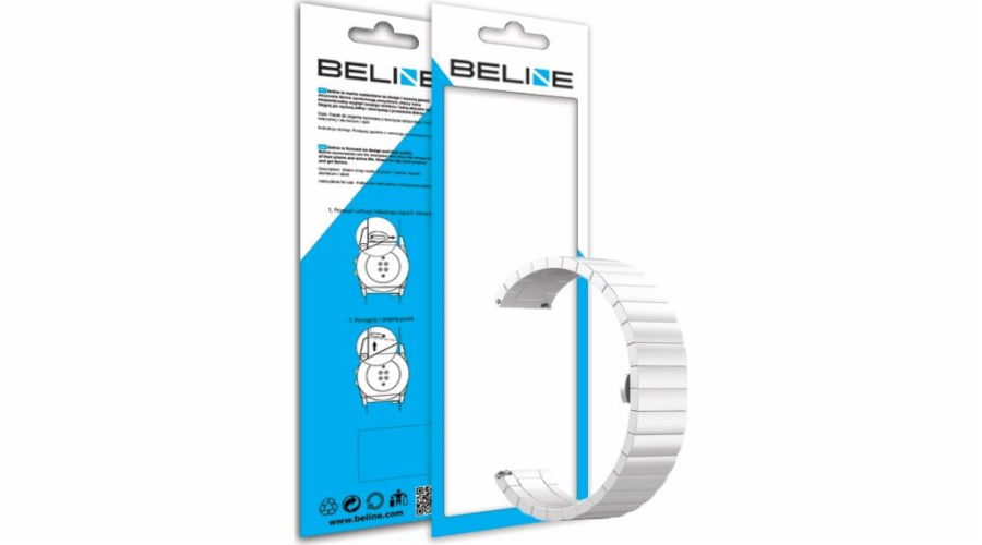 Řemínek k hodinkám Beline Beline 20mm Beauty stříbrná/stříbrná