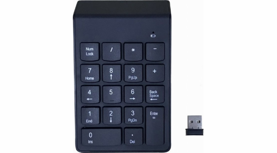 GEMBIRD numerická klávesnice KPD-W-02, bezdrátová 2.4GHz, černá