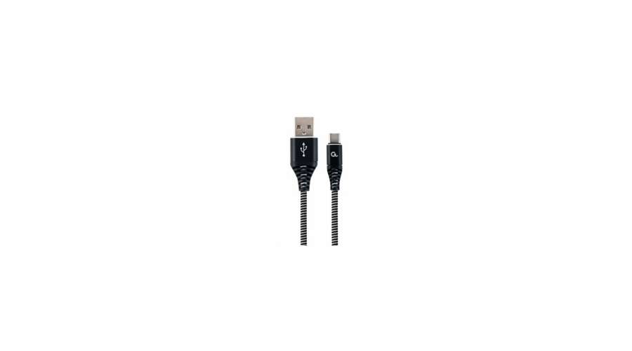 GEMBIRD Kabel USB 2.0 AM na Type-C kabel (AM/CM), 1m, opletený, černo-bílý, blister, PREMIUM QUALITY