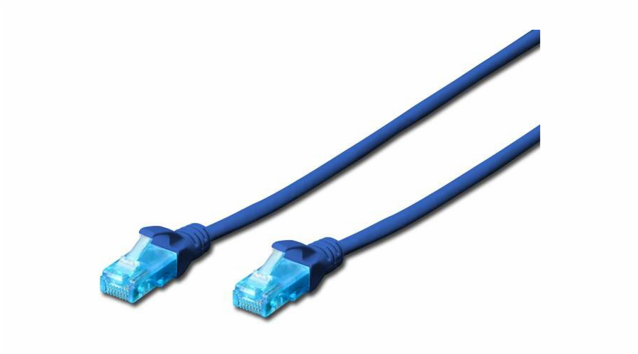 Propojovací kabel RJ45 / RJ45 U / UTP kat.5e 0,25m AWG 26/7 PVC Modrá