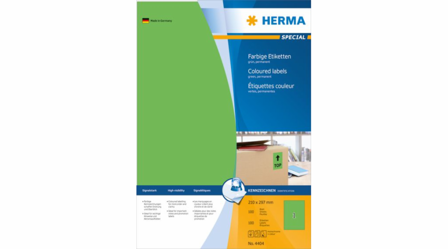 Herma Color etikety A4, samolepící, matný zelený papír, 100 ks (4404)
