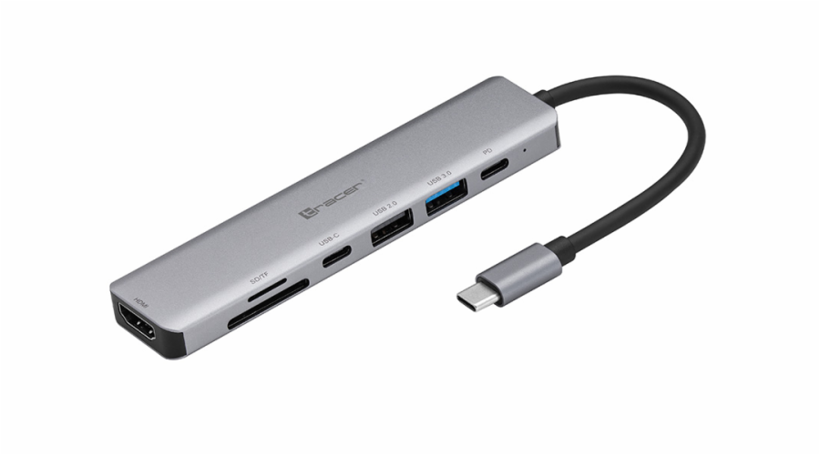 Tracer A-2, USB type-C adaptér s čtečkou karet, HDMI 4K, USB 3.0, PDW 60W
