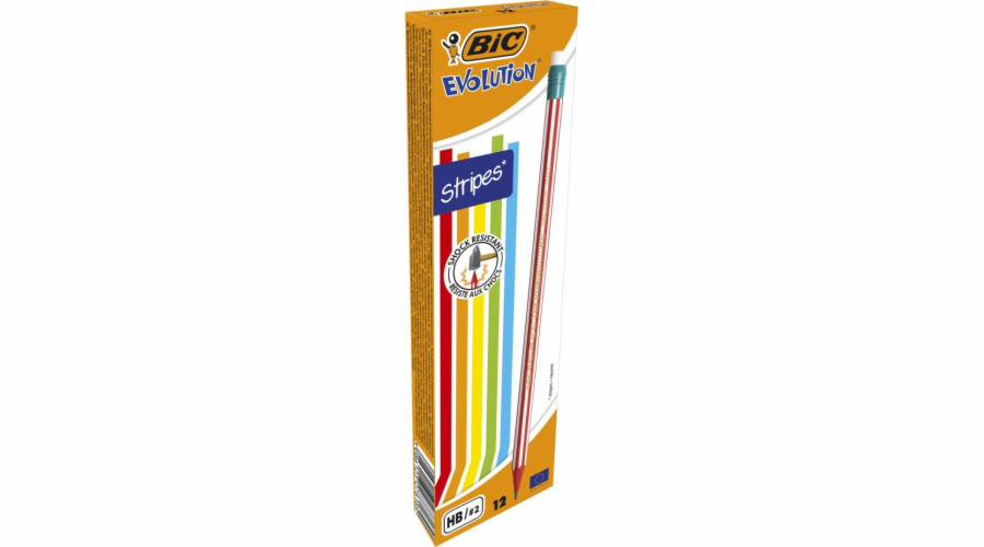 Evoluční tužka BIC s ??Eraser Stripes 646 HB (12 ks)