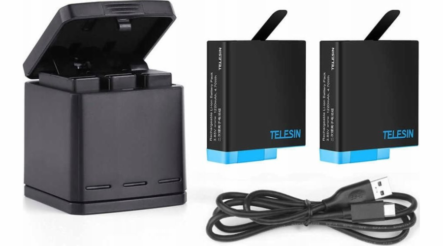 Telesin USB nabíječka 2x baterie pro GoPro Hero 8/7/6/5 černá