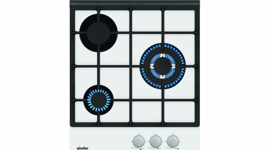 Simfer Hob H4.305.HGSBB Gas on glass Number of burners/cooking zones 3 Rotary knobs White