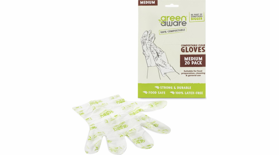 Greenaware Greenaware, kompostovatelné jednorázové rukavice, velikost M, 20 ks.