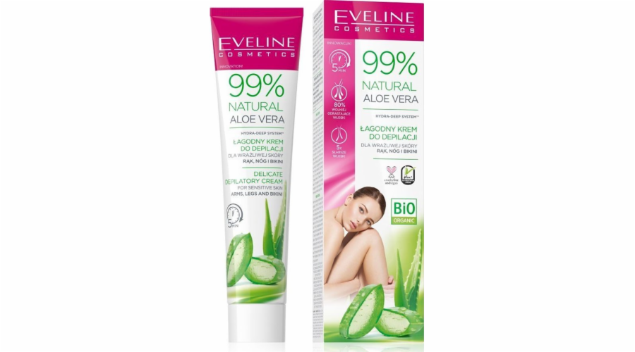 EVELINE EVELINE 99% Natural Aloe Vera Mírný depilační krém - citlivá kůže 125 ml
