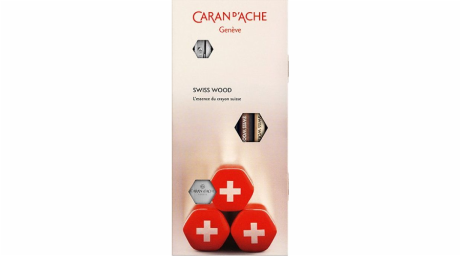 Caran d`arche tužka sada Caan d Ace Swiss Wood, HB, 2 ks + elastický a ořezávátko, mix barev