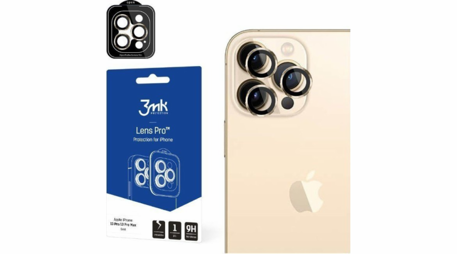 Hybridní sklo 3MK pro objektiv fotoaparátu 3MK Lens Protection Pro Apple iPhone 13 Pro/13 Pro Max zlatá/zlatá