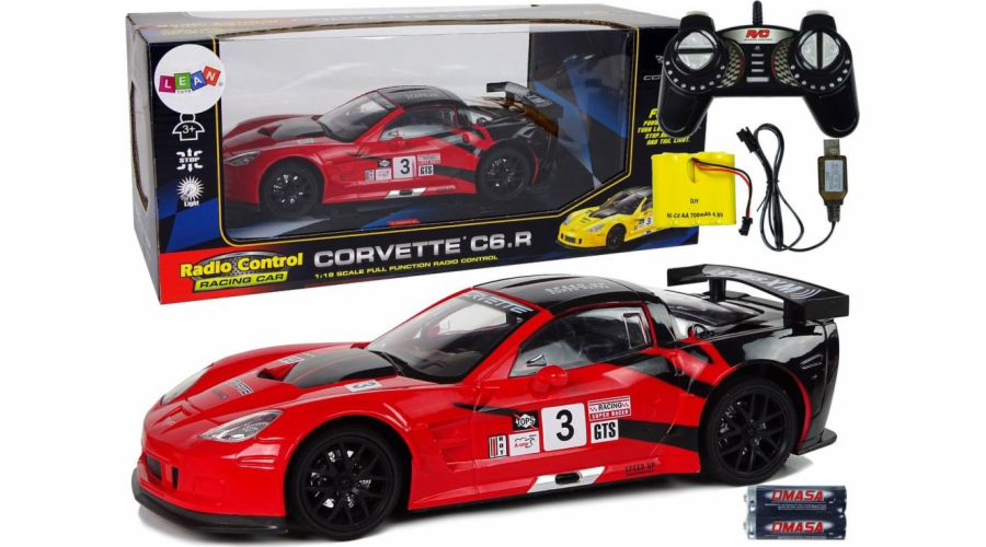 Import Leantoys Sports Auto Racing R/C 1:18 Corvette C6.R červená 2,4 g světla