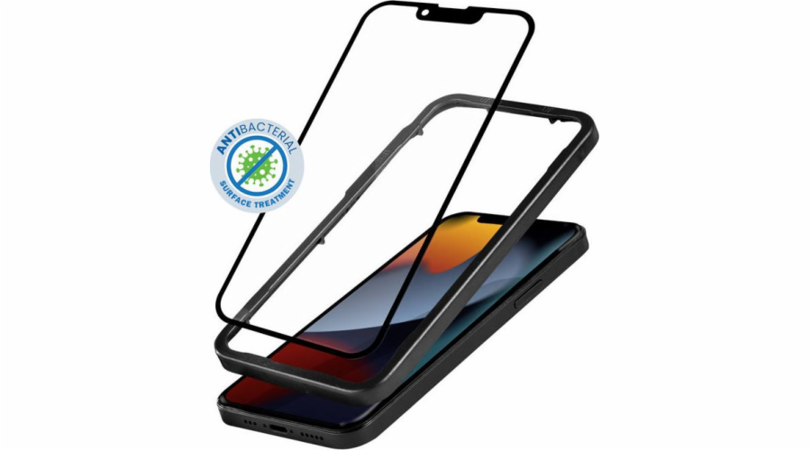 Crong Crong Anti -Bakteriální sklo 3D Armor Glass - 9h Tempered Glass pro celou mini obrazovku iPhone 13 + instalační rám