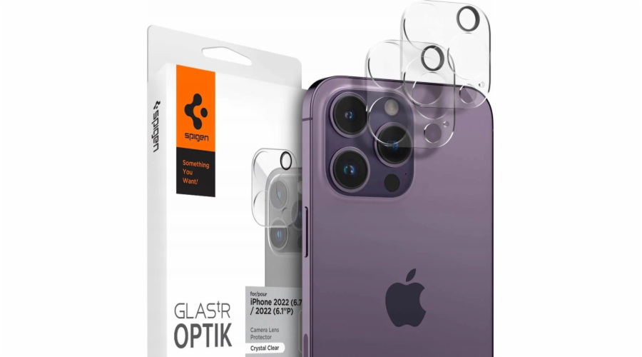 Spigen Tempered Glass for Spigen Optik.tr Protector Camera Apple iPhone 14 Pro/14 Pro Max Crystal Clear [2 Pack]