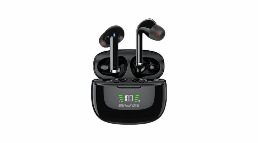 Sluchátka Awei Awei Bluetooth 5,2 TWS Sports Meadphones + Black/Black Dock