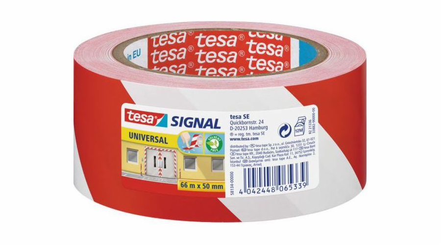 Tesa Pakowa páska 66 m x 50 mm, červená/bílá (11608a)