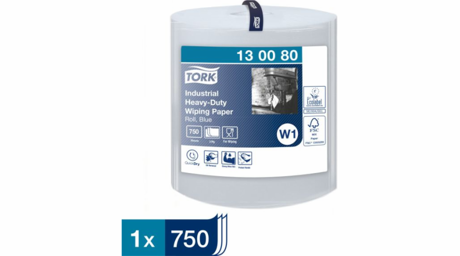 Tork Tork - Čistý papír ve velké roli pro obtížné nečistoty, 3 -vrstva, extra absorpční, prémiová - modrá