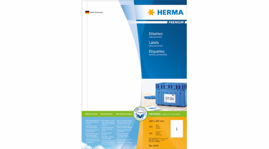 Štítky Herma Premium A4, bílý, matný papír, 100 ks (4458)