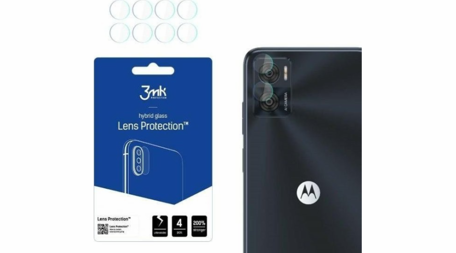 3mk hybridní sklo Lens ochrana kamery pro Motorola Moto E22 (4ks)