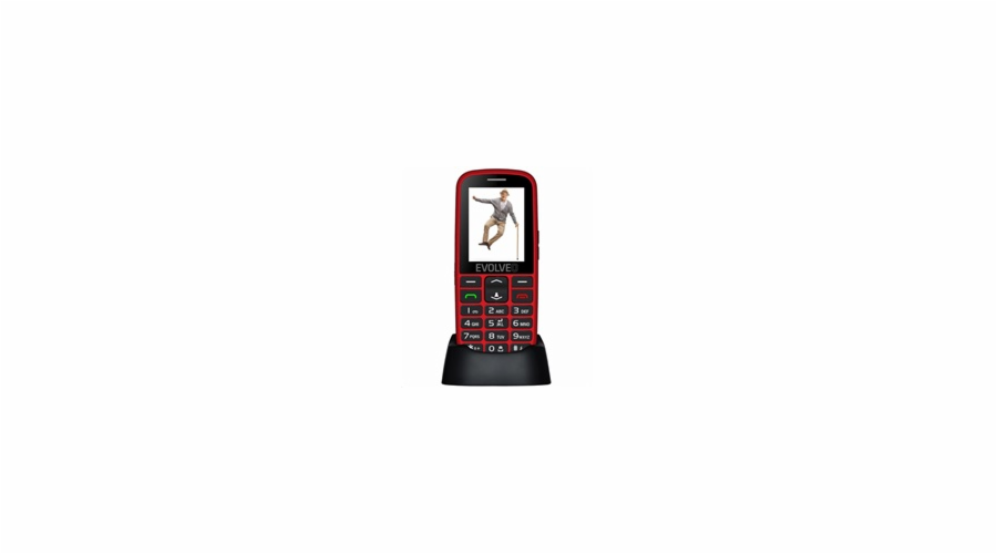 EVOLVEO EasyPhone EG, mobilní telefon pro seniory s nabíjecím stojánkem, červená