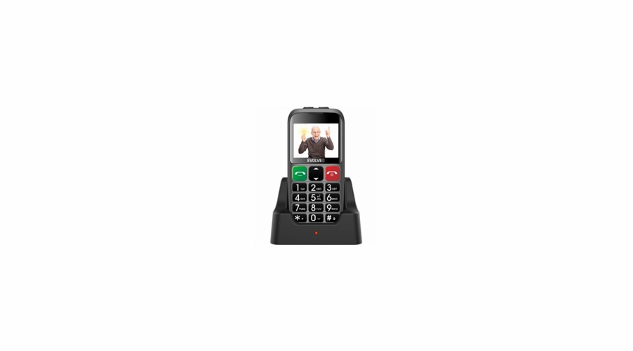 EVOLVEO EasyPhone EB, mobilní telefon pro seniory s nabíjecím stojánkem, stříbrná