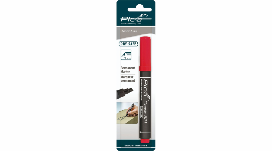 Pica Permanentmarker 2-6mm, Wedge Tip, red / Retail Pack.