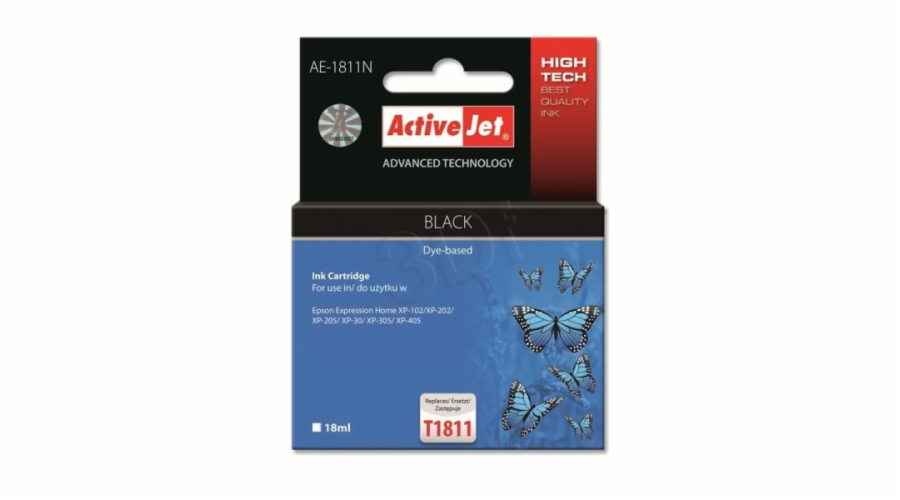 ActiveJet ink cartr. Eps T1801/T1811 Black 100% NEW - 18 ml AE-1811N