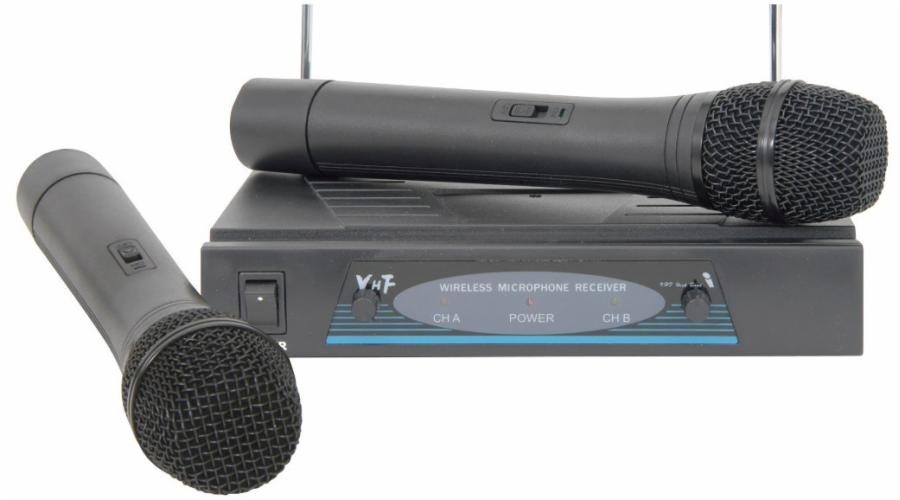 QTX VHF-2, bezdrátový dvoukanálový VHF mikrofon s frekvencemi 174,1 + 175 MHz