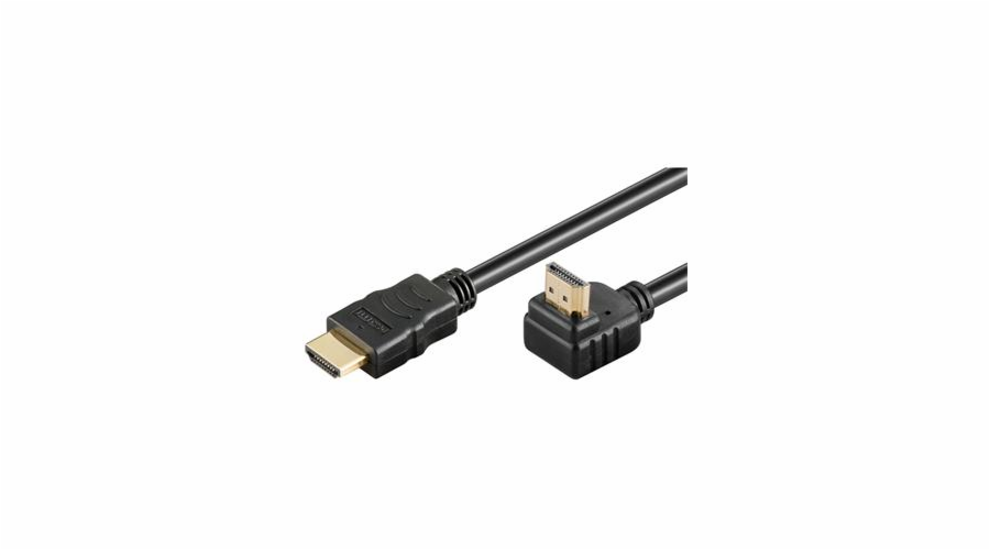PremiumCord HDMI High Speed+Ethernet kabel, zlacený zahnutý konektor 90° 3m