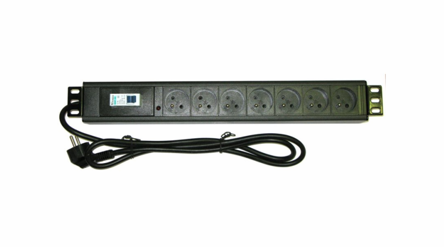 XtendLan 19 rozvodný panel 7x 230V, ČSN, s nadproudovým jističem/vypínačem
