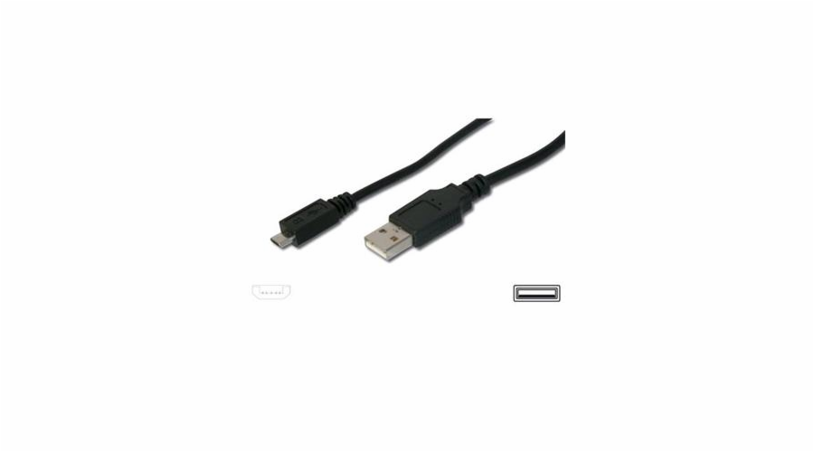 Kabel USBA(M)-microUSB B(M), 5pinů Nokia CA-101, Kodak #8913907 1,8m, černý
