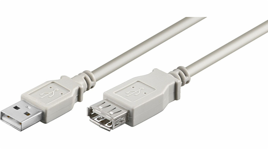Kabel USB 2.0 A-A 5 m prodlužovací, bílý/šedý
