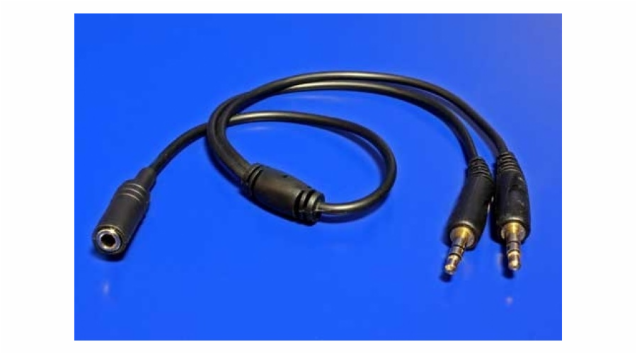 Redukce Roline audio 4pólový jack3,5(F) -> 2x jack 3,5(M), 39cm kabel