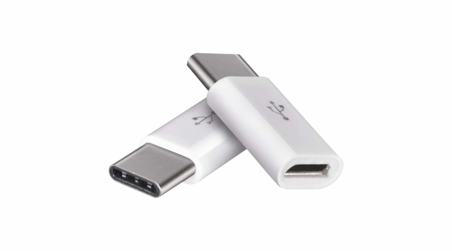 Adaptér microUSB-B 2.0 / USB-C 2.0, bílý, 2 ks