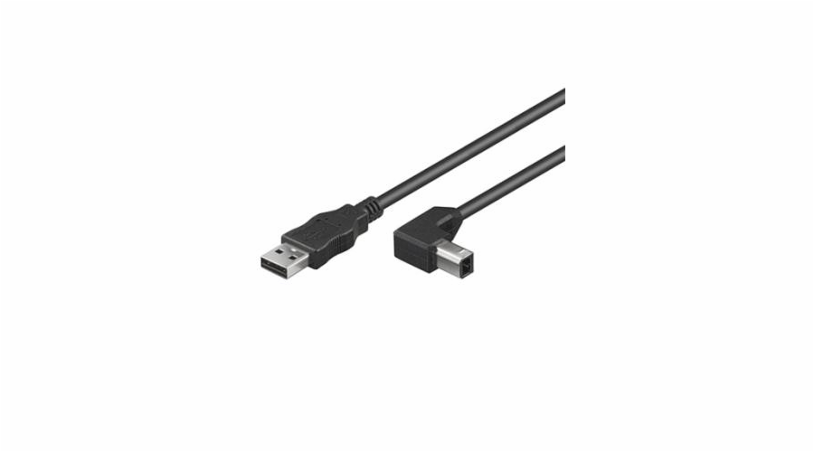 PREMIUMCORD Kabel USB 2.0 A-B propojovací 0.5m - zahnutý B konektor 90°