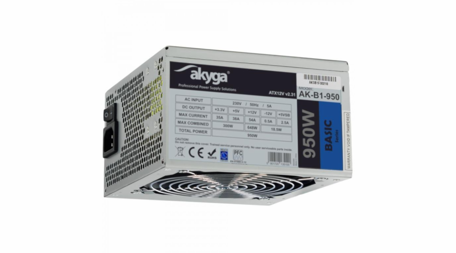 Akyga Basic Series 950W AK-B1-950 ATX Power Supply 950W Fan12cm P8 5xSATA PCI-E