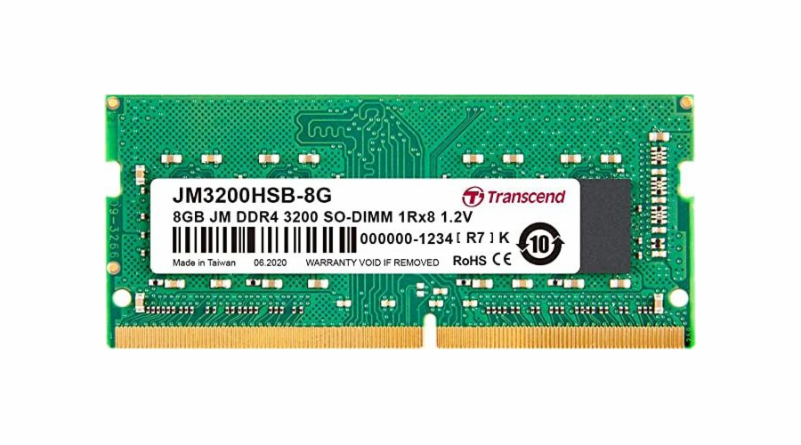 Transcend JM3200HSB-8G SODIMM DDR4 8GB 3200MHz TRANSCEND 1Rx8 1Gx8 CL22 1.2V