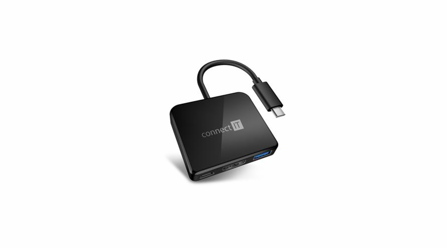 CONNECT IT USB-C hub, 3v1 (USB-C,USB-A,HDMI), externí, černý